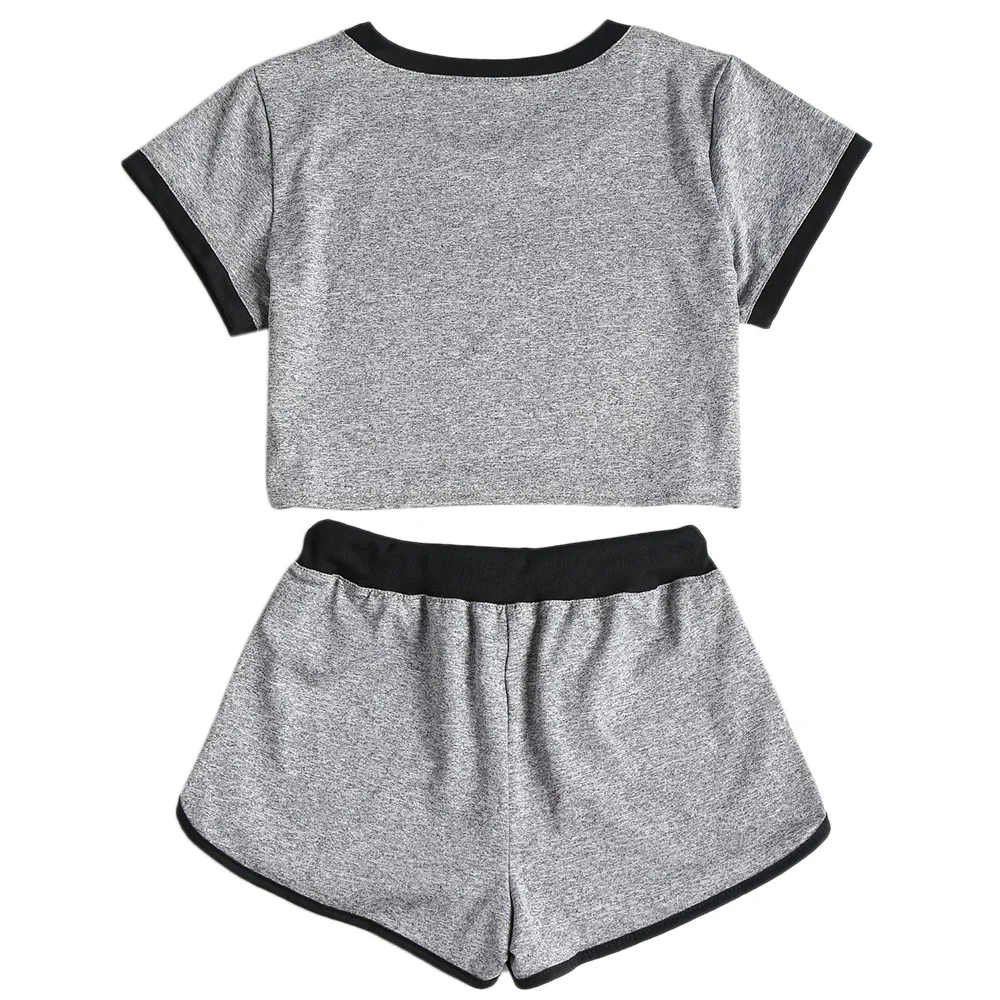 ZAFUL Контрастные Обязательные шорты Спортивный костюм Женский комплект Summer Skinny