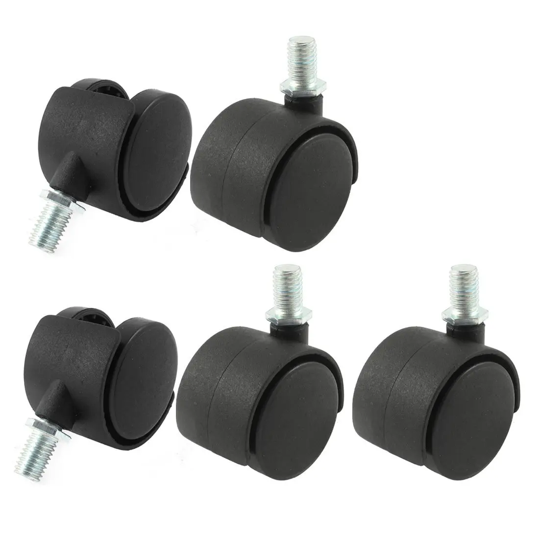 

DHDL-8mm Threaded Stem 2 Inch Dia Wheel Chair Swivel Caster 5 Pcs Black