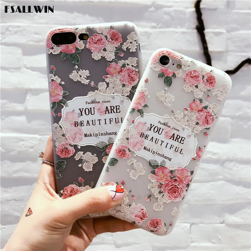 

FSALLWIN 3D Flower Phone Case For iPhone 7 X 6 5 5s SE XS Max Case Soft TPU Silicone Cover For iPhone 8 Case 6s 8Plus Xr
