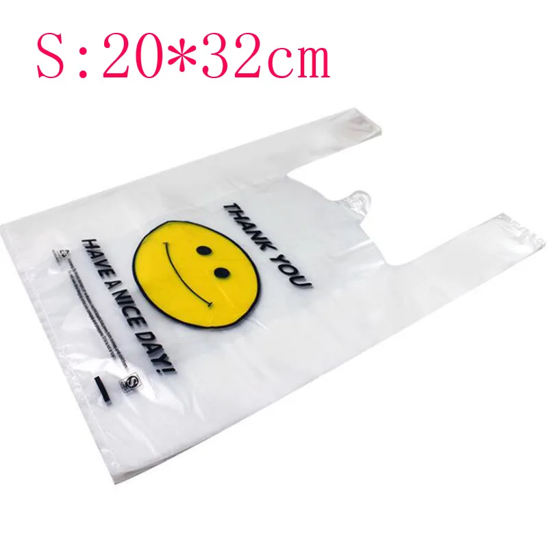 100 шт/партия прозрачный smiley пластиковый пакет для покупок - Цвет: S