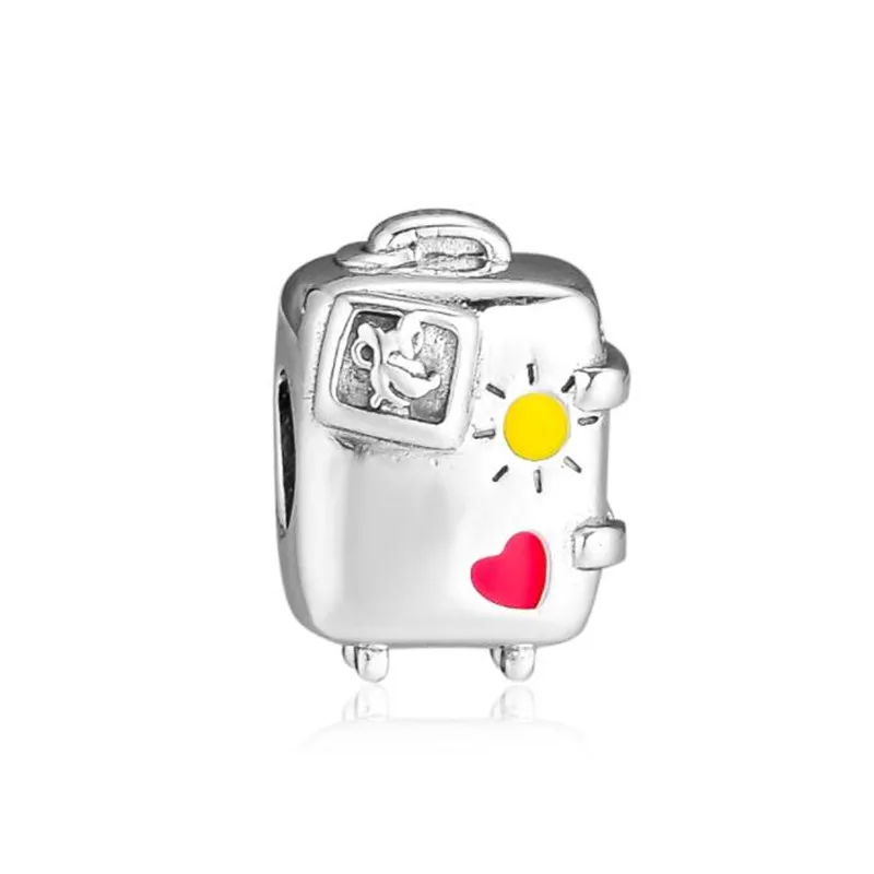 

Original 925 Sterling Silver Explore Suitcase Charm Bead Fits Pandora Bracelets Sachet Bead DIY Jewelry For Women 2019 Spring