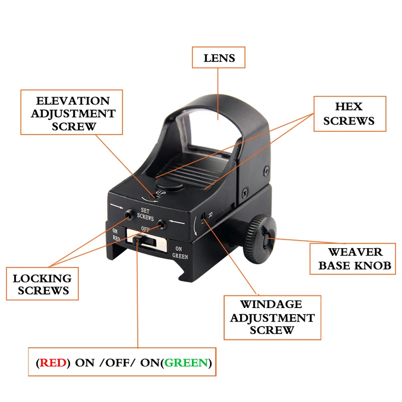 Охотничий мини прицел с красной и зеленой точкой переключателем ВКЛ./ВЫКЛ. Для