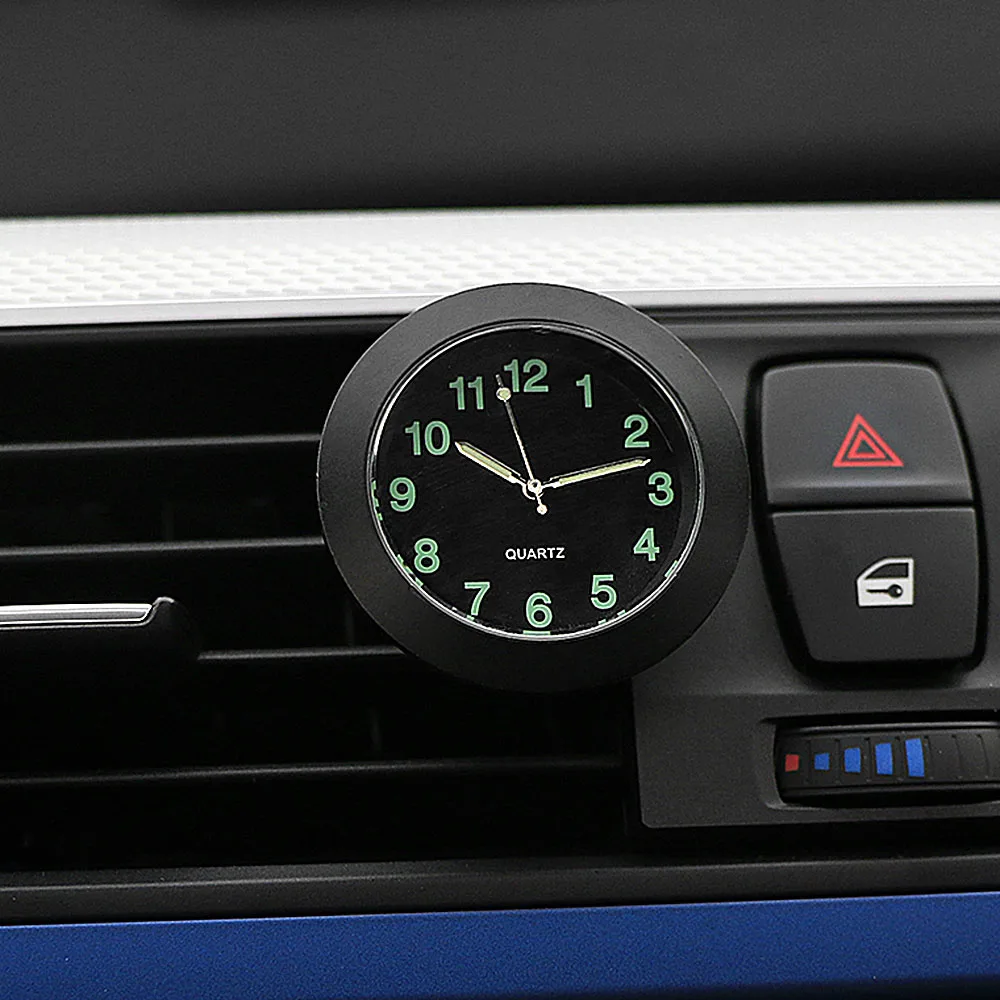 Black Автомобильные кварцевые часы украшения автомобиля часы, украшения автомобиля авто часы в салон цифровой указатель Кондиционер Выход клип - Название цвета: Black