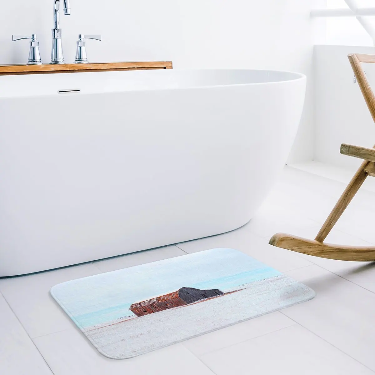 Custom Snow House Rug Entrance Bathroom Doormat Carpet Indoor Mat Anti Skid Shag Shaggy Bath