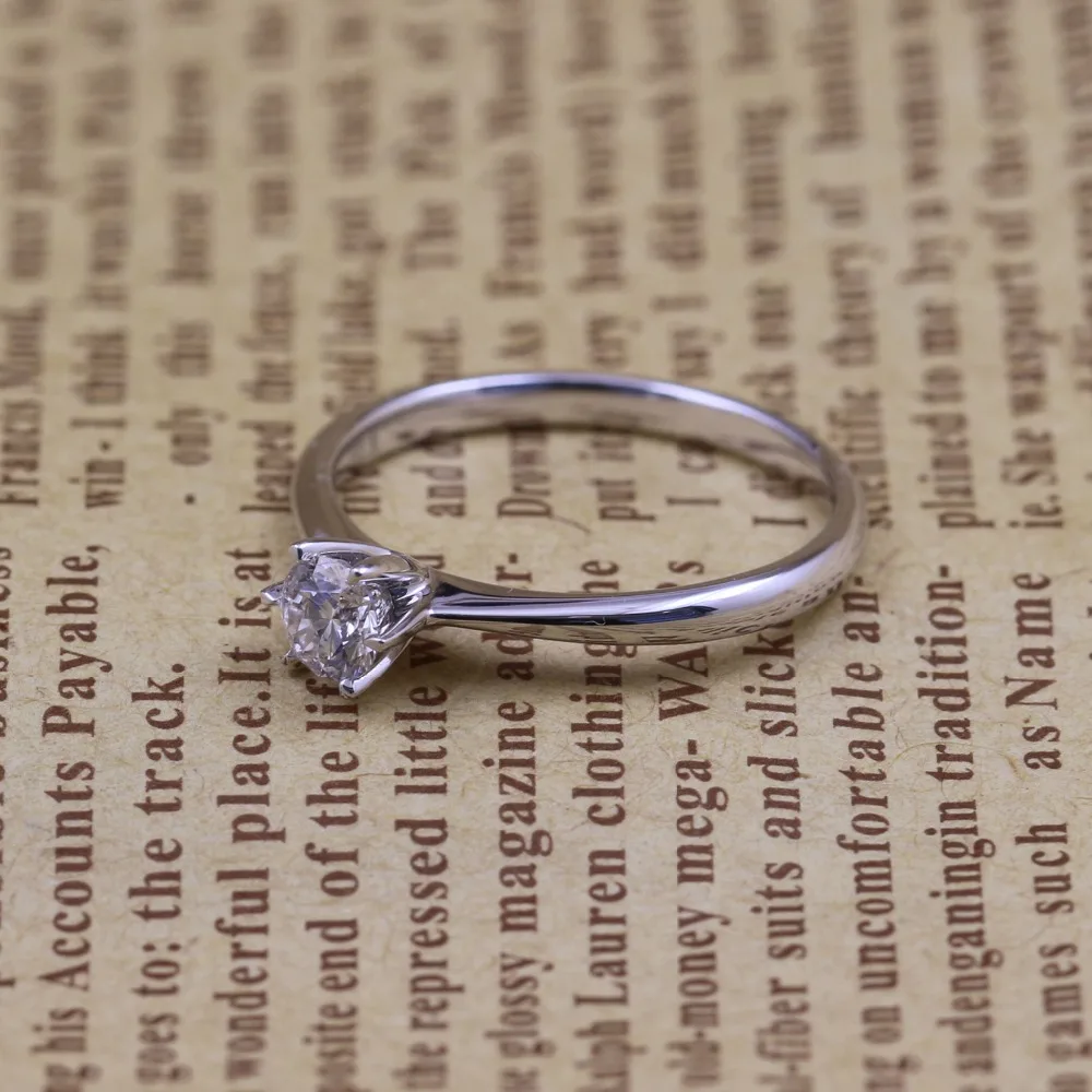 Lasamero 0.305ct h/SI круглая огранка современные Романтика природных алмазов кольцо для Для женщин 18 К белого золота сертифицированы Обручение обручальное кольцо