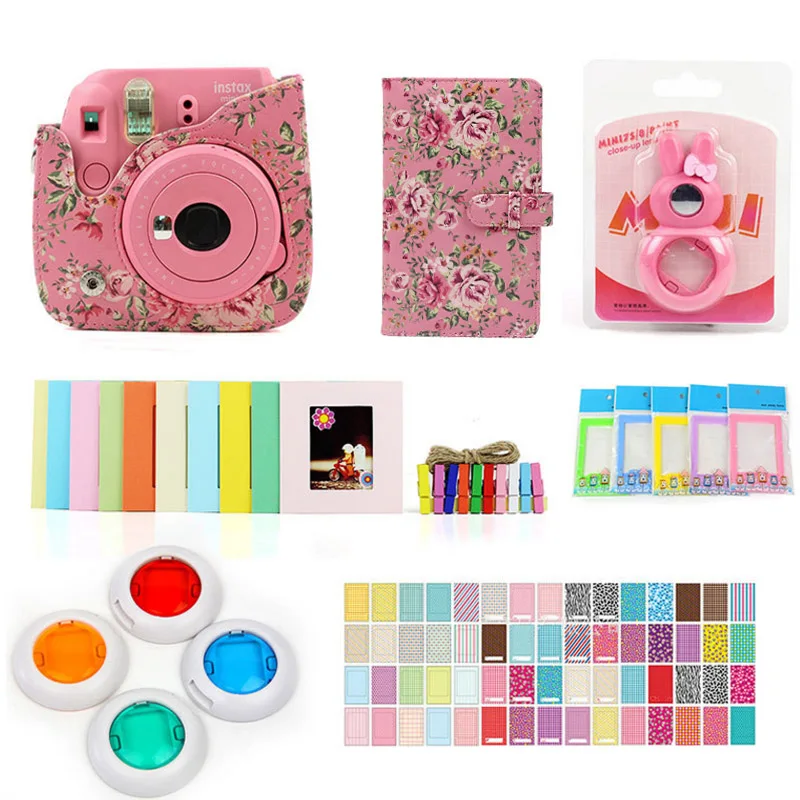 Комплект аксессуаров для камеры Fujifilm Instax Mini 9/8+/8 включает чехол/ремешок/стикер/селфи объектив/альбом/цветной фильтр