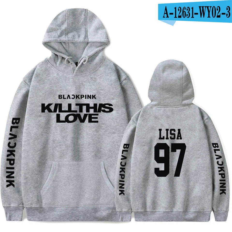 Frdun Tommy BLACKPINK kill this love толстовка с капюшоном стиль эксклюзивные толстовки женские модные толстовки Лидер продаж толстовки - Цвет: gray