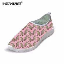 INSTANTARTS/милые розовые женские сетчатые туфли на плоской подошве с принтом; летняя водонепроницаемая обувь без застежки; дышащие кроссовки для девочек; женская обувь на плоской подошве