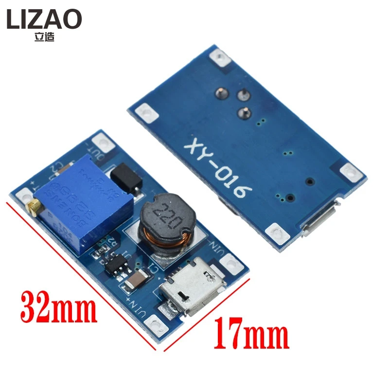 Фото LIZAO MT3608 DC-DC регулируемый Повышающий Модуль 2А Повышающий Модуль с MICRO USB 2в-24в до 5В 9В 12В 28В №3