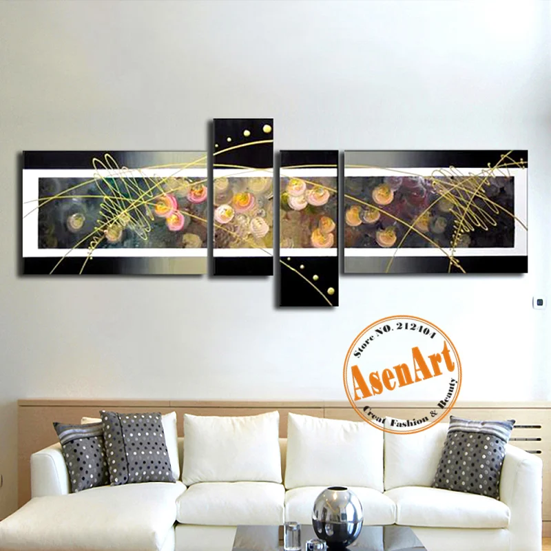 

Unframed Modern Abstract Huge Wall Art Hand Oil Painting on Canvas 4pcs Canvas Painting for Living Room Bedroom Home Decor