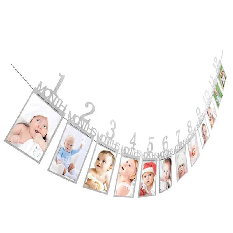

Kids Birthday Gift Decorations 1-12 Month Photo Banner Monthly Photo Wall