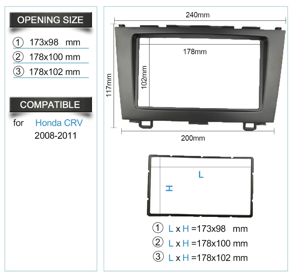 Двойной Din аудио фасции для HONDA CRV 2007-2012 радио CD gps DVD стерео CD панель приборная панель Ремонт Установка отделка комплект рамка