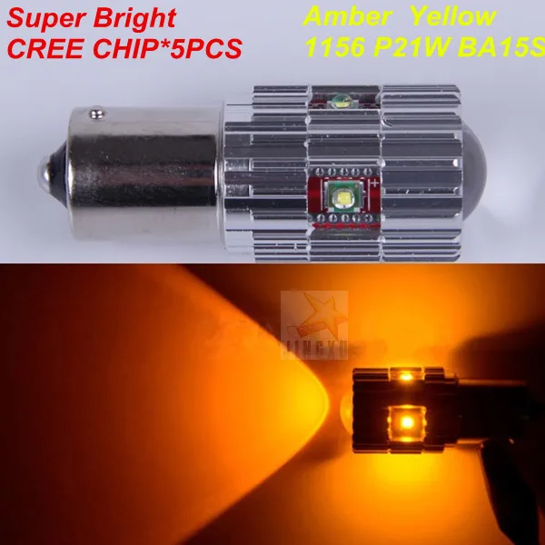 

NEW  Amber Yellow  White   25W High Power No Error 1156  P21W  BA15S Turn Signal Light  LED Bulb