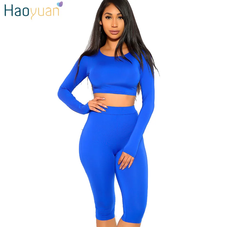 HAOYUAN комплект из двух предметов спортивный костюм женская одежда укороченный топ