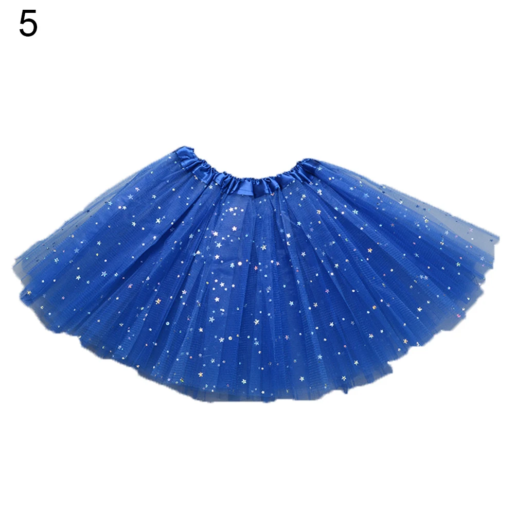 Для маленьких девочек, 3 слоя сетки блестками Танцевальная Вечеринка производительность Юбка-пачка принцессы для детей платье принцессы для девочек - Цвет: Royal Blue
