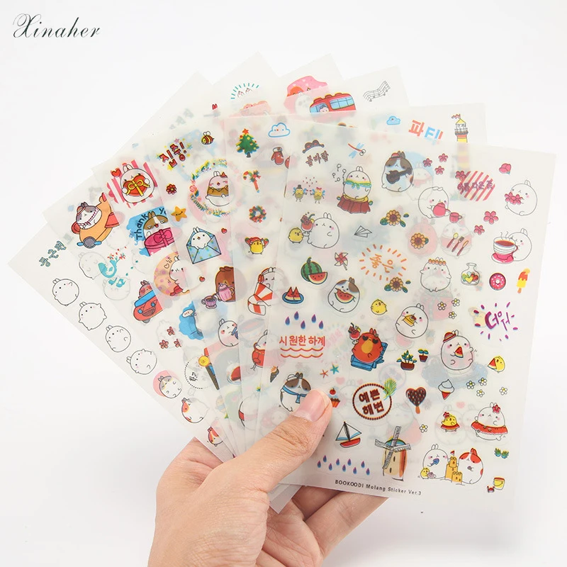 

XINAHER 6 pcs/lot Lovely Cute animal rabbit PVC paper sticker diy decoration sticker for album scrapbooking