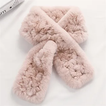 

2019 Fashion Women's Winter Thick Imitation Rabbit Fur Scarf Multicolor Fur Three-Dimensional Shawl Collar Shrug Knit Scarf Long