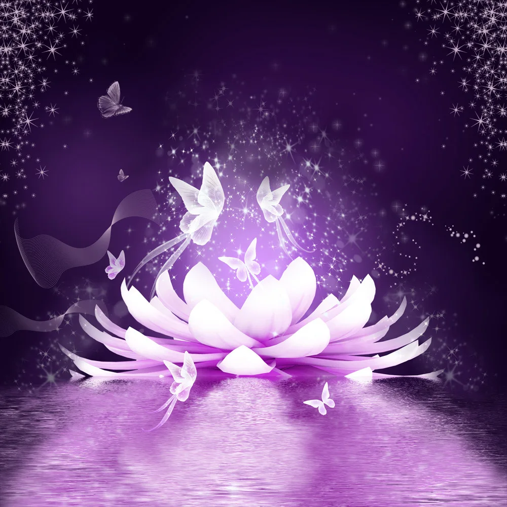 Роскошный мистический Лиловый лотос цветок бабочка цифровая печать высокого разрешения 3D постельные принадлежности набор пододеяльников набор плед королевского размера