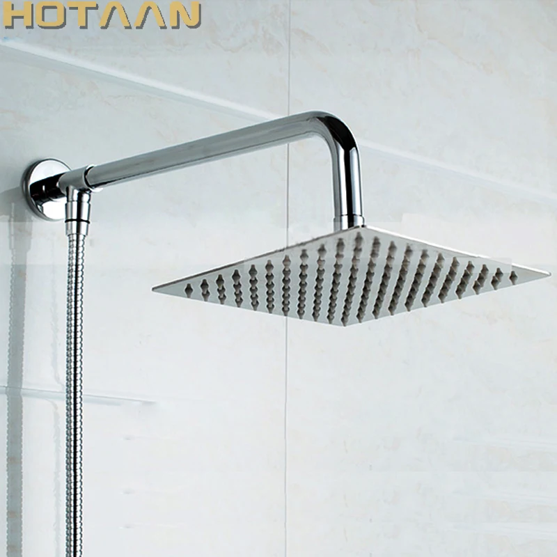 

Free Shipping Chrome Finished Wall Mounted Brass Shower Arm + Ultrathin Square 8" Shower Head Chuveiro YT-5148