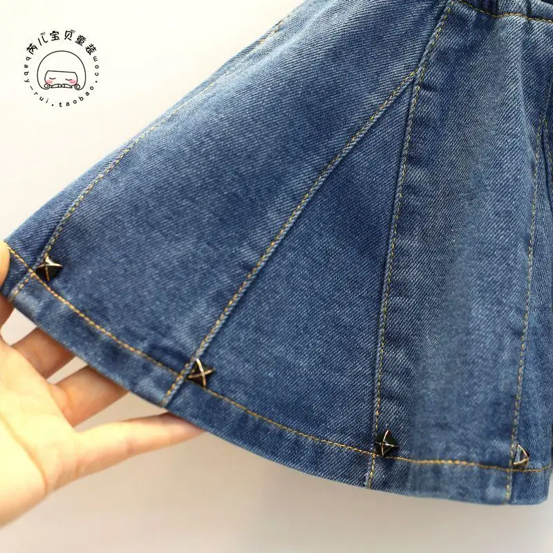 Algodão da Menina das Crianças Saias para a Primavera Roupa dos Miúdos Denim Verão Frisado Calça Jeans Saias Meninas 5 High Quality Mamãe e Bebê