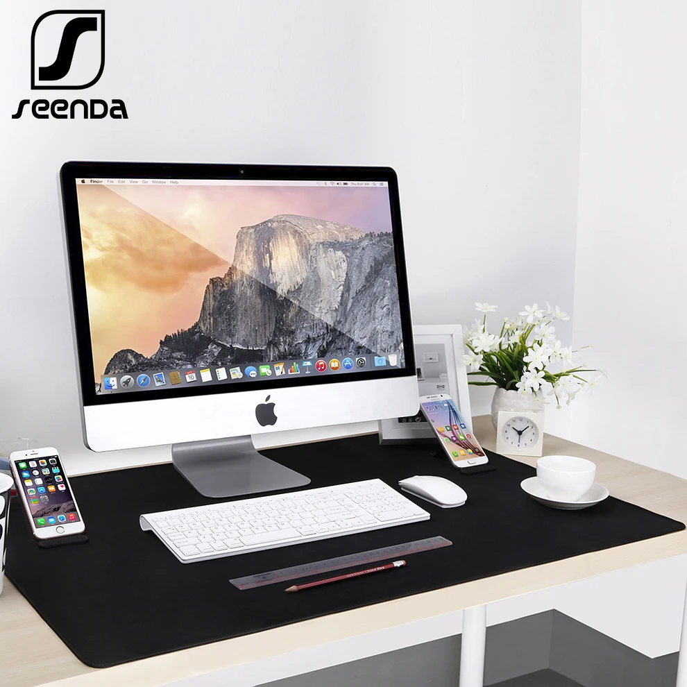 

SeenDa Large Mouse Pad Mice Gamer Pad Non-slip Rubber Keyboard Mouse Mat Soft LOL Gaming Desk Mat for Tablet PC Laptop Black