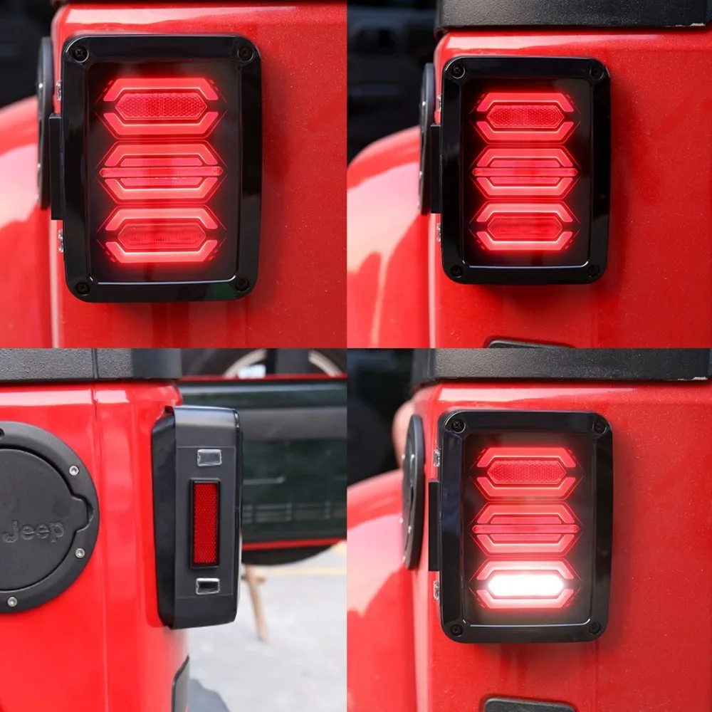 DOT Smoked LED Tail Lights For Jeep Wrangler Taillights For Jeep Wrangler JK JKU Sports Sahara Running Turn Signal Reserve Lamp (2)