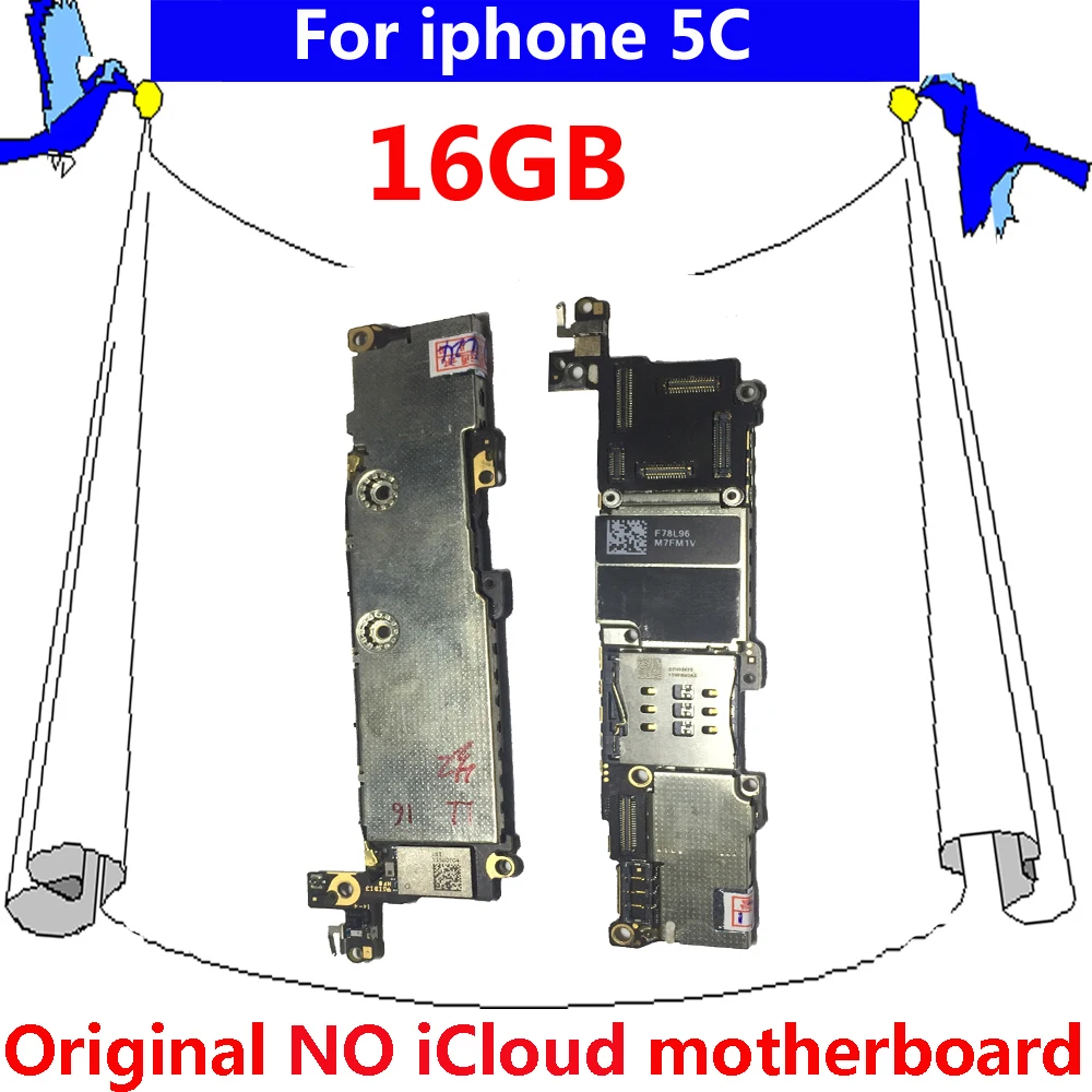 

16GB Free iCloud mainboard IOS system logic board For iphone 5C original unlocked motherboard for iphone 5 C 16g phone circuits