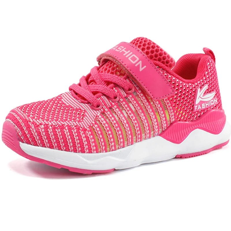 

High Quality Thick Sole Wear-resistant Kids Sneakers Pink Children Sports Shoes Breathable Non-slip Rubber Girls Walking Shoes