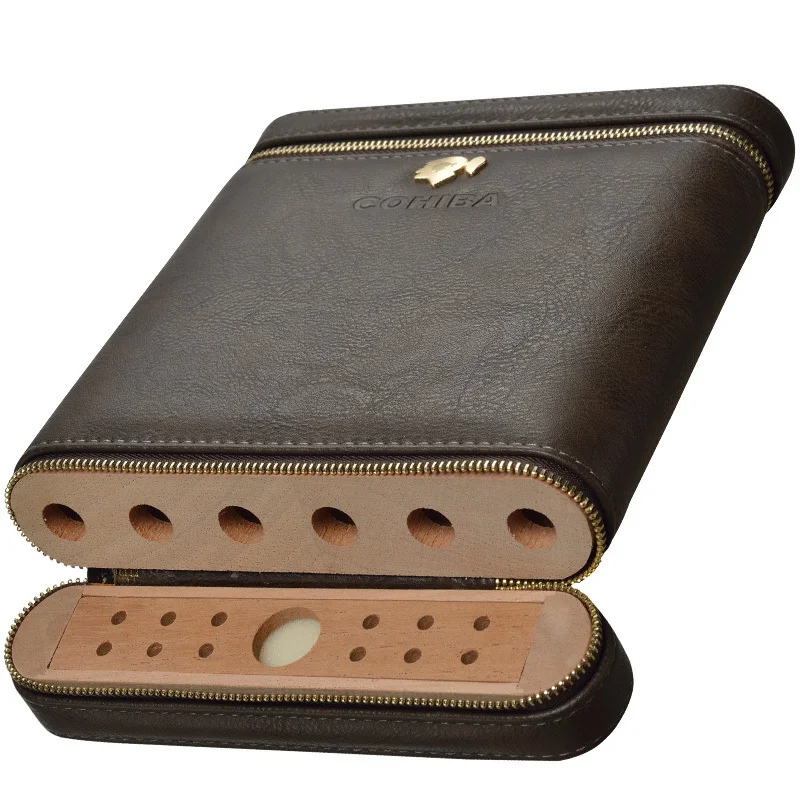 Портативный кожаный чехол для сигарет Humidor COHIBA из кедра дерева мини