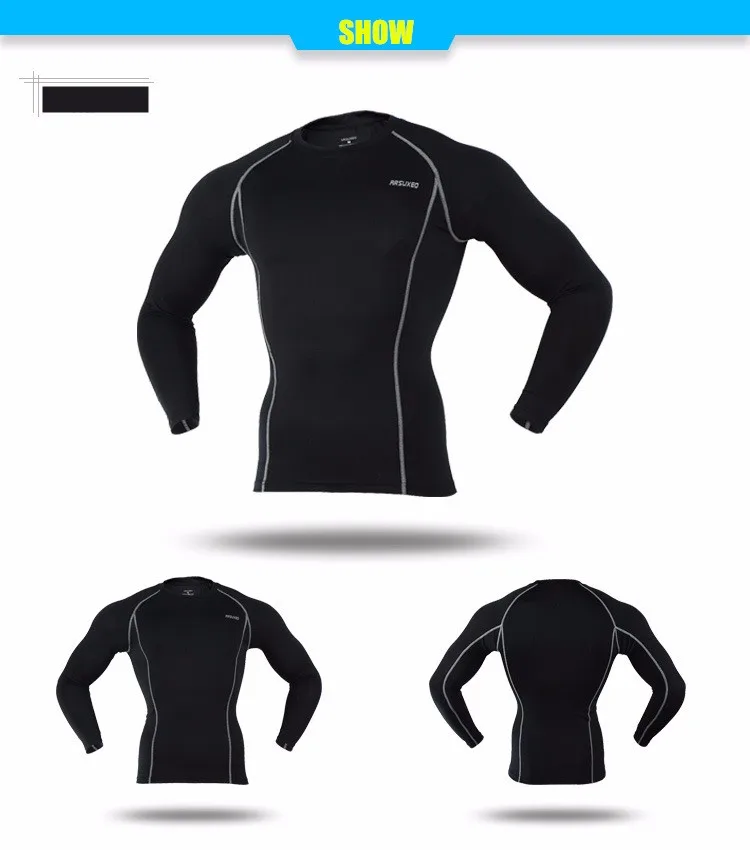 ARSUXEO профессиональный спортивный тренировочный Быстросохнущий набор для бега нижнее белье эластичный фитнес Баскетбол Велоспорт компрессионные рубашки и брюки
