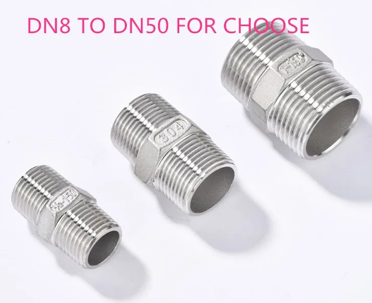 

DN8-50 FOR CHOOSE Hex Nipple M/M Male*Male Stainless Steel SS304 Threaded Pipe Fittings