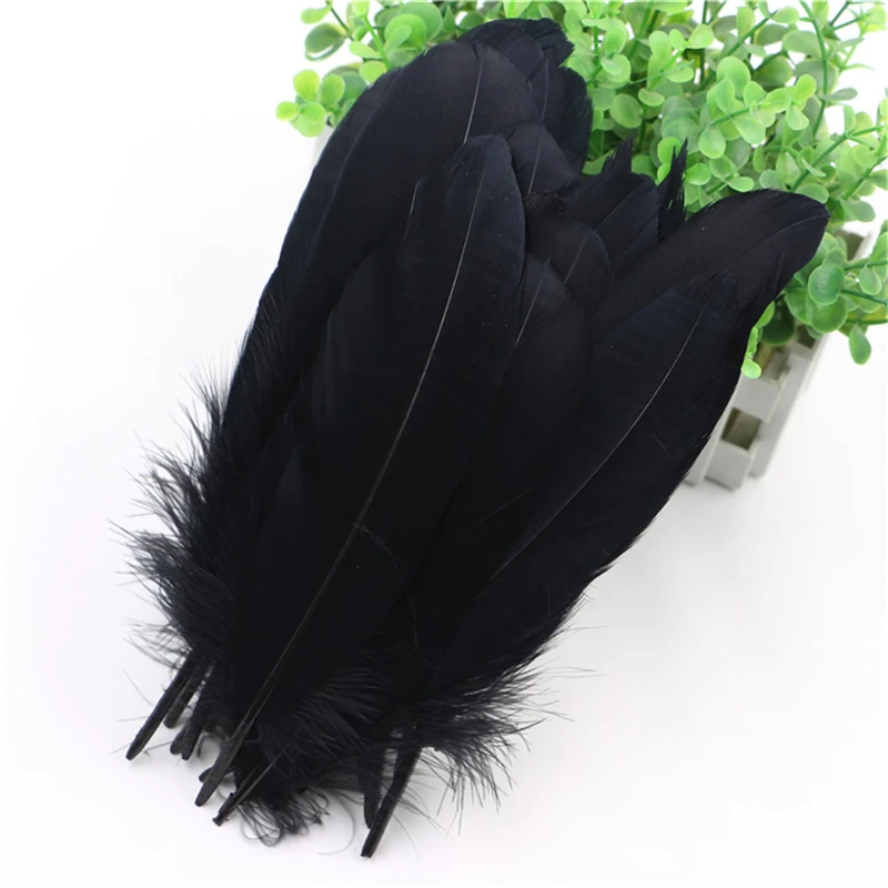 

50pcs/lot Natural Large Black White Goose Feather 15-25cm For Craft Hats Embellishments Floral Arrangement Material Accessories