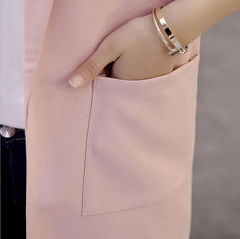Летний Для женщин корейской моды сплошной цвет вязать рукавов Лен Длинные Секции Тонкие комплект жилет W195