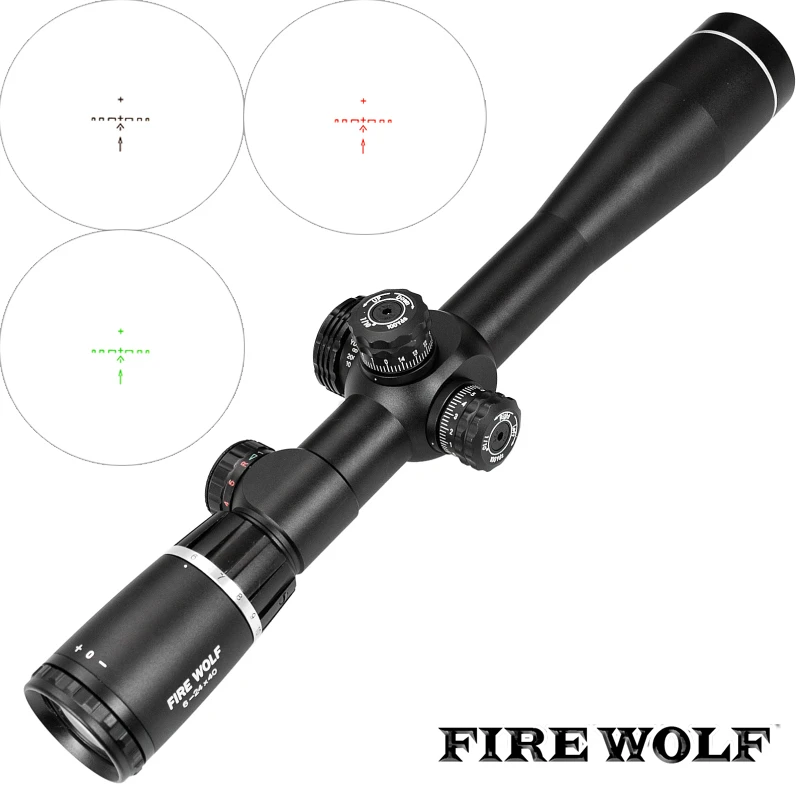 

FIRE WOLF 6-24X40 Hunting Long Eye Relief Rifle Scopes Tactical Sight Optics Red Illuminated Night Riflescope For Guns