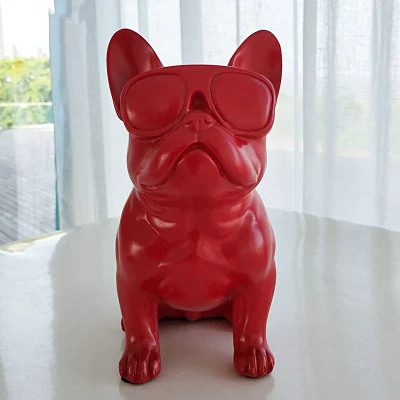 Эффектные очки бульдог творческая личность Французский бульдог Собака смолы аксессуары для собак Статуэтка искусственный лучший подарок - Цвет: Красный
