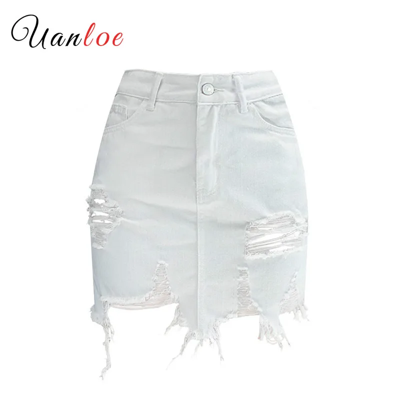 

2019 New Summer Women Sexy Streetwear High Waist Short Denim Skirt Female White Hollow Out Tassel Bodycon Cowgirl Mini Skirts