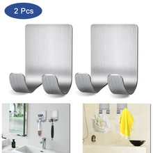 2x Self Adhesive Bathroom Double Hook Hangers Rack For Men Shaving Safety Shaver Towel Shower Puff