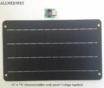 

Solar Panel 6V 6.7W 1.1A Monocrystalline perfer Quality solar cell panel for DIY soalr charger give voltage regulator for free