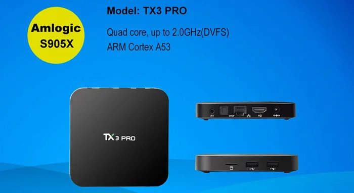 TX3 Pro ТВ Box Android 6,0 Amlogic S905X 4 ядра 4 K H.265 2,4G, Wi-Fi, 1G Оперативная память 8G Встроенная память