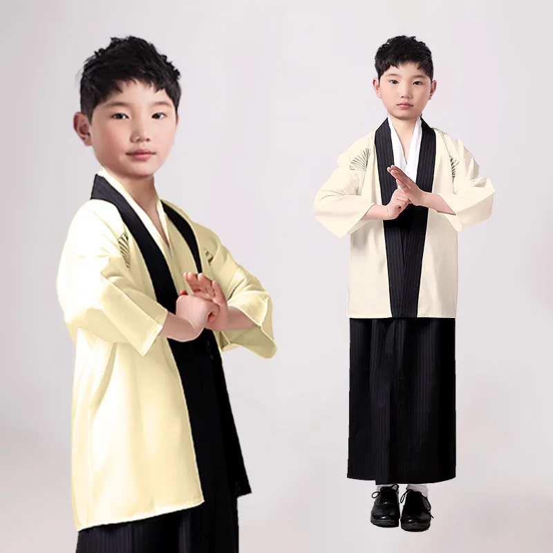Boys Cosplay Costume Japanese Kids Kimono Yukata Traditional Samurai Robe Halloween Costumes Children Performance Clothes
