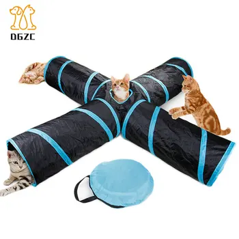 

Collapsible Cat 4 Way Tunnel Toy By Foldable Pet Tube for Kittens Pets Fun And Durable Hideaway for Entertainment Training