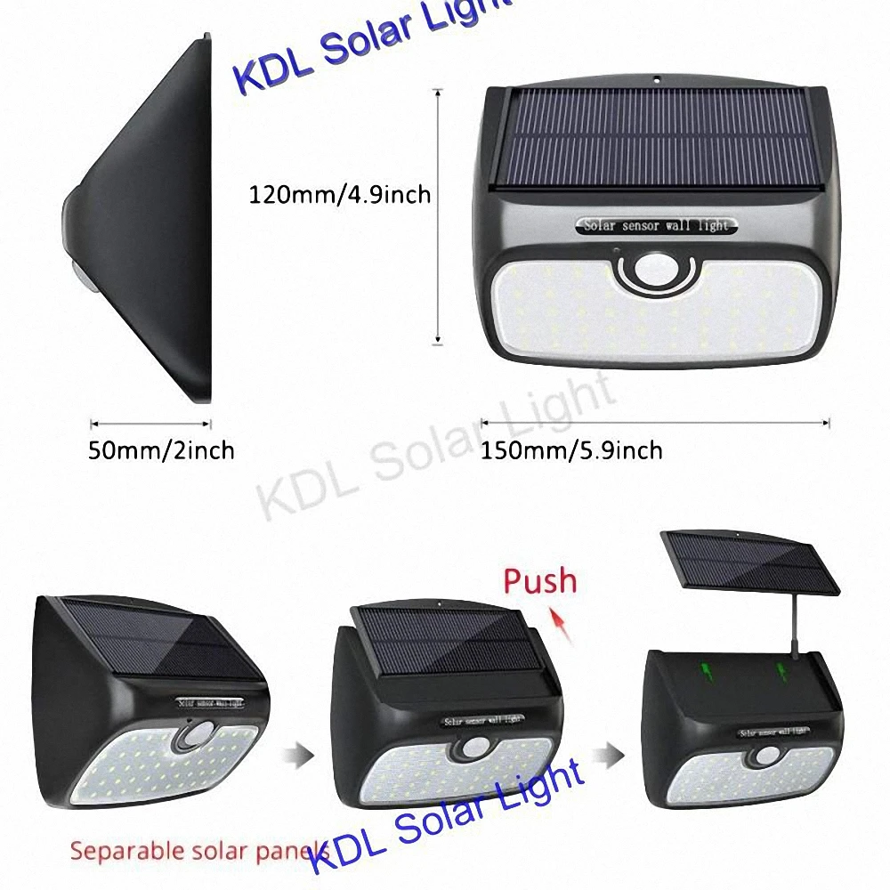 

3pcs/lot 48 leds split solar panel indoor Light PIR motion radar smart smart switch super bright tor for Garden Back Door Step S