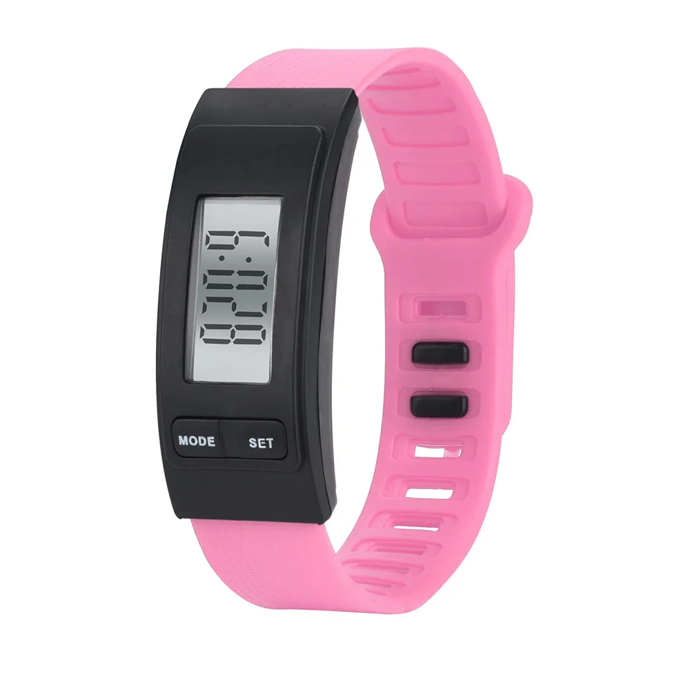 Спортивные часы для бега, мужские и женские часы унисекс, браслет, шагомер, счетчик калорий, цифровой ЖК-дисплей, для пеших прогулок, A70 - Цвет: Розовый