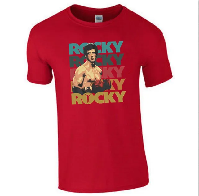 Бесплатная доставка футболка Rocky Balboa новый черный Вереск лицензированный 70