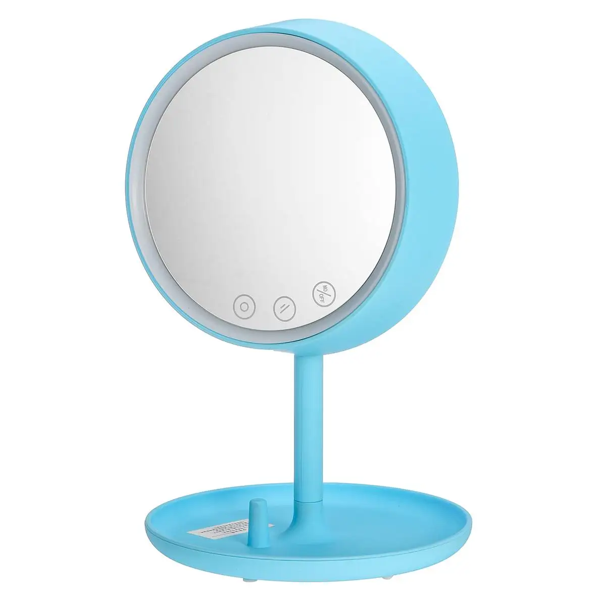 4 в 1, умный светодиодный сенсорный экран, зеркало для макияжа, зеркала, bluetooth динамик, 7 цветов, настольная лампа, встроенная батарея 1200 мАч - Цвет: Синий