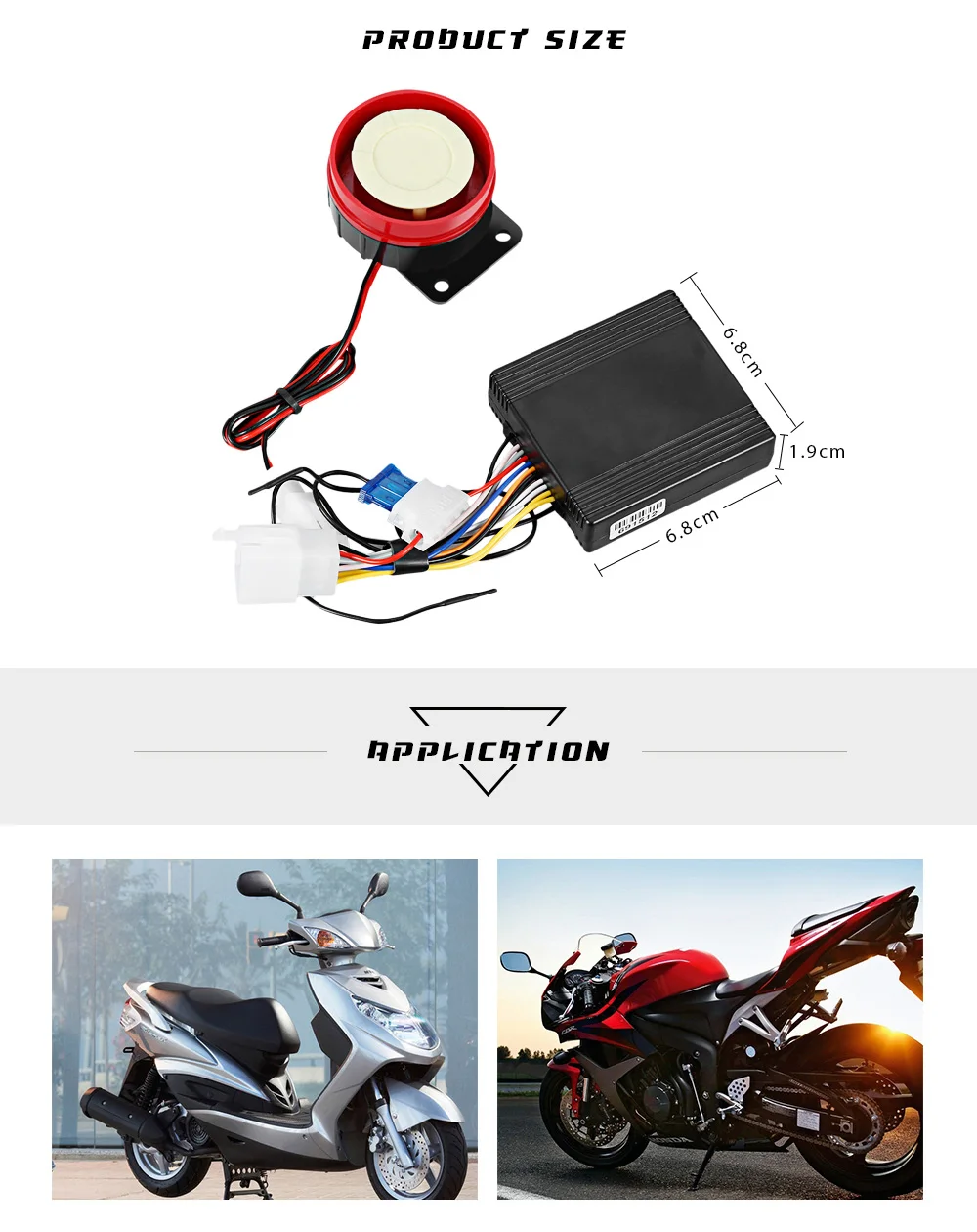 VicTsing Universal Two-way Motorcycle Anti-theft Security Alarm System Vibration Reminding Remote Control Engine Start Speaker   (2)