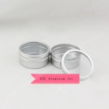 

1000pcs/lot 40G Aluminum Jar With Window, 40cc metal Cosmetic Packaging Container 4/3oz professional cosmetics container