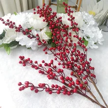 5 шт., искусственные ягоды, искусственные красные ягоды, Рождественский цветок, новогодний декор, дерево, искусственные ягоды, Рождественское украшение для дома