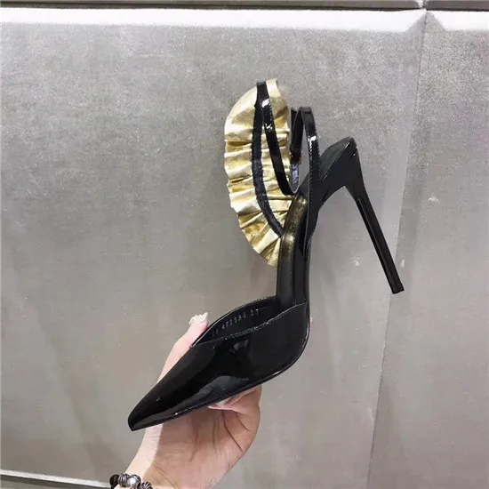 New Fashion Feather Ruffles Women Pumps High Heels Ladies Wedding Shoes Woman Black Leather Women Shoes Sandals Zapatos Mujer (25)