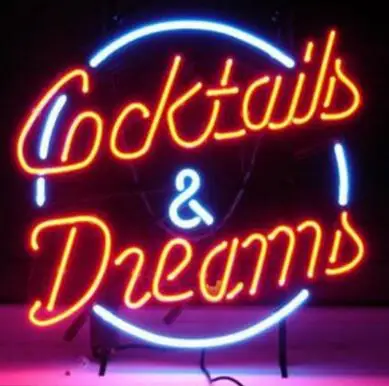COCKTAILS AND DREAMS Glass Neon Light Sign